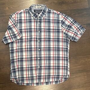 The New Ivy Brand Men's Casual Plaid Button down Shirt - Navy, Red, White Large